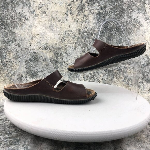 Mephisto Men\'s Size 8.5-9** Brown Leather Buckle Open Toe Slip On Slides Sandals main image 5